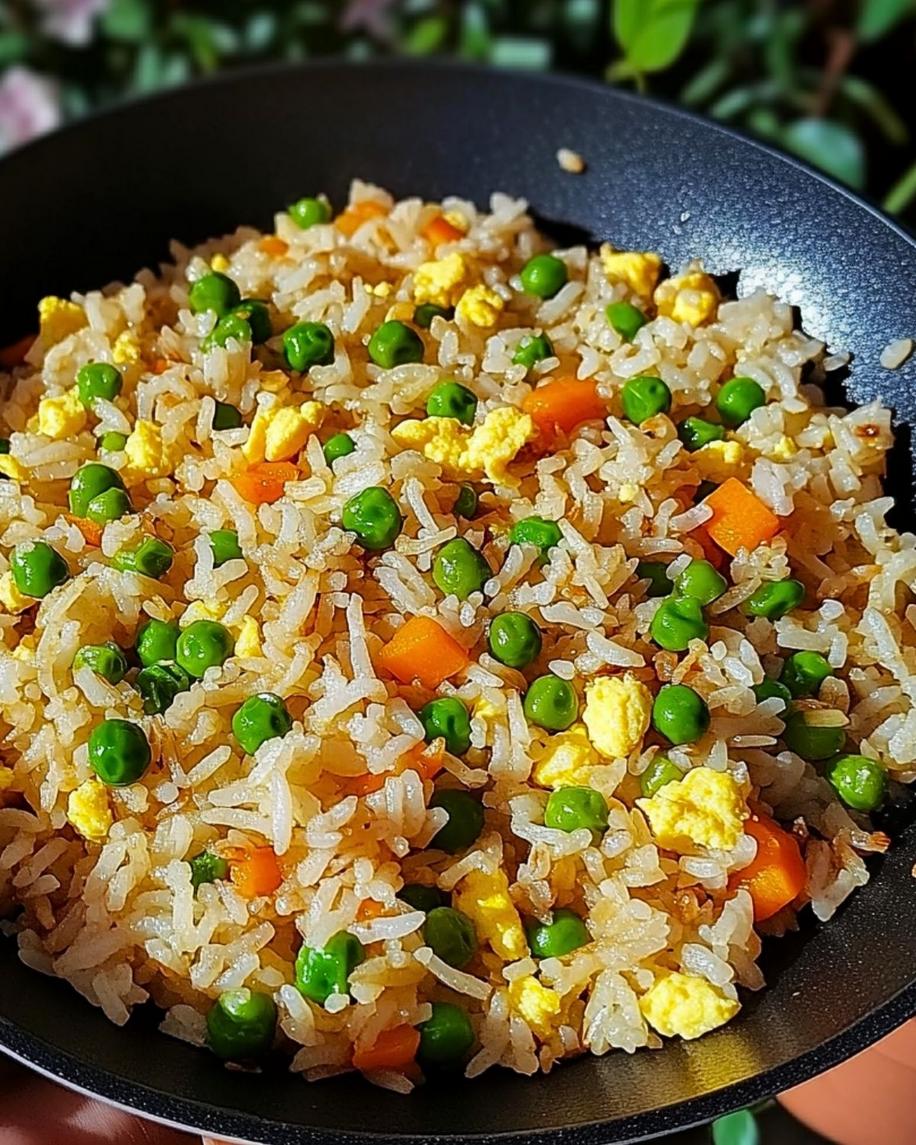 Delicious bowl of homemade fried rice