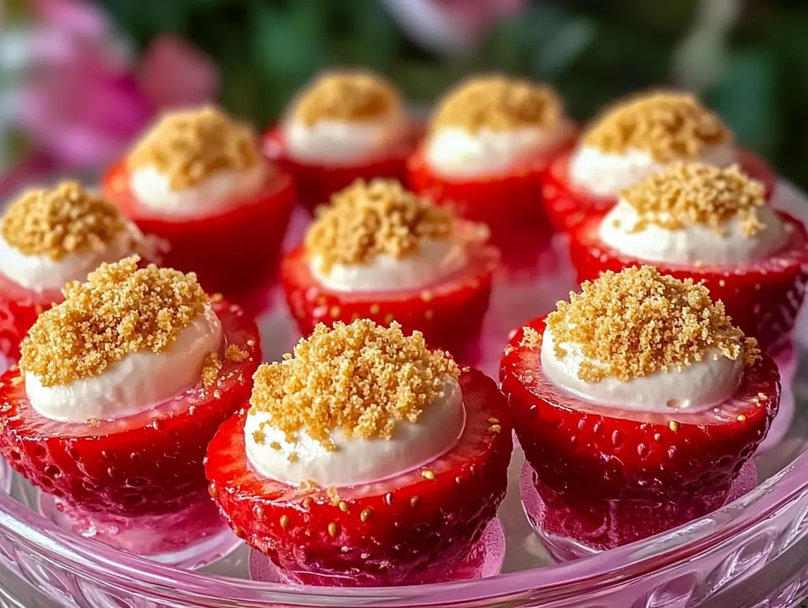 Deviled Strawberries with creamy cheesecake filling