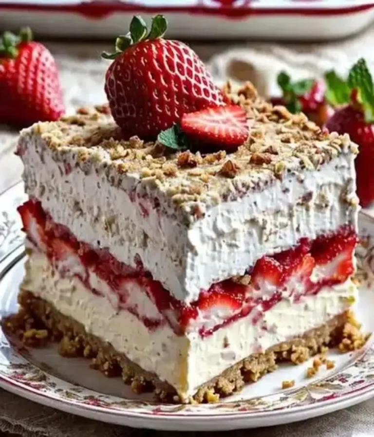 Strawberry Cheesecake Lasagna Recipe | Easy No Bake