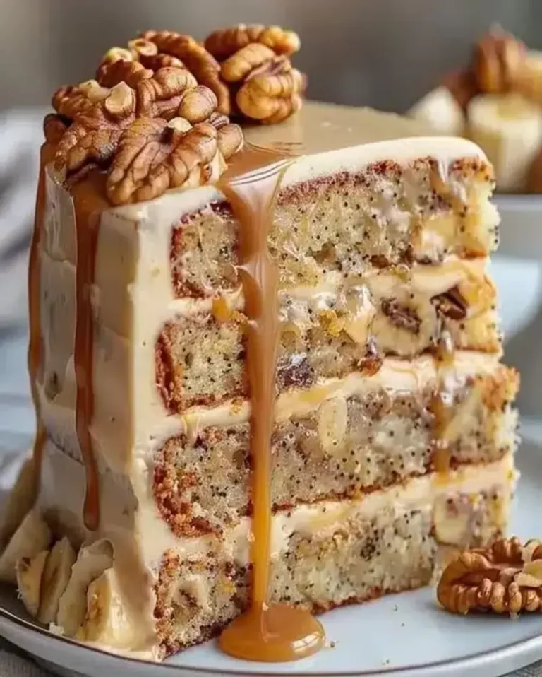 Luscious Walnut Banana Caramel Cake Recipe