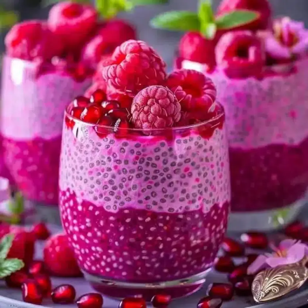 Pomegranate Raspberry Chia Dessert