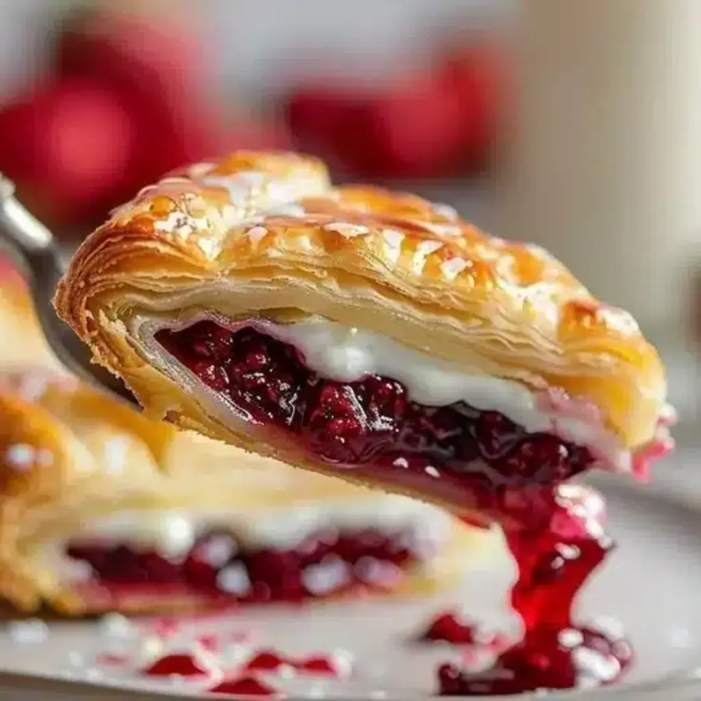 Beautifully baked cherry danish pastries with a glistening glaze