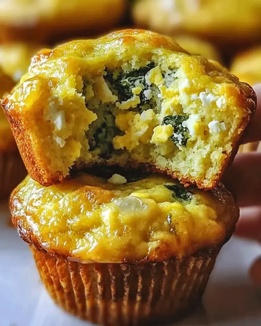 Spinach and Feta Egg Muffins straight from the oven in a muffin tin