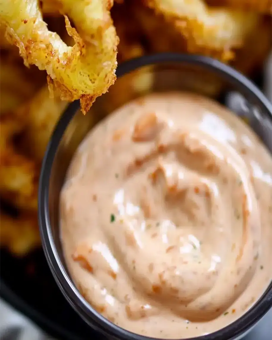 Blooming Onion Sauce in a bowl with a spoon