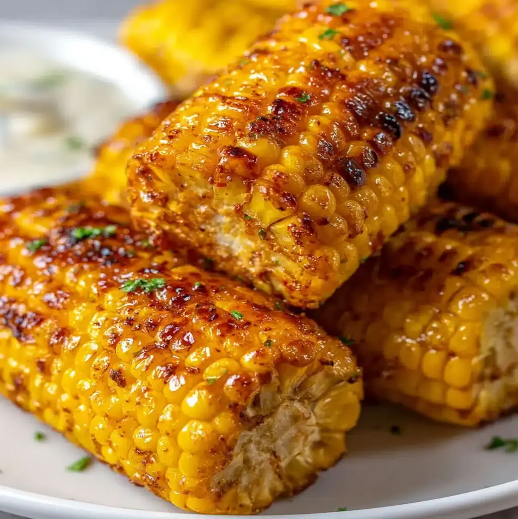 Golden brown Cajun fried corn kernels in a bowl, dusted with seasoning.