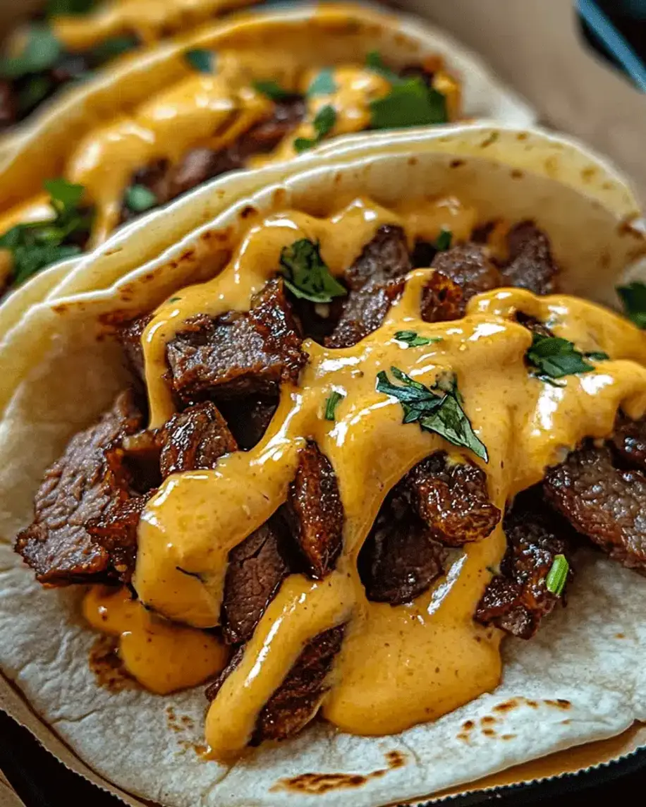 Cheesy Beef Street Tacos - Deliciously seasoned ground beef topped with melted cheese and served in corn tortillas.