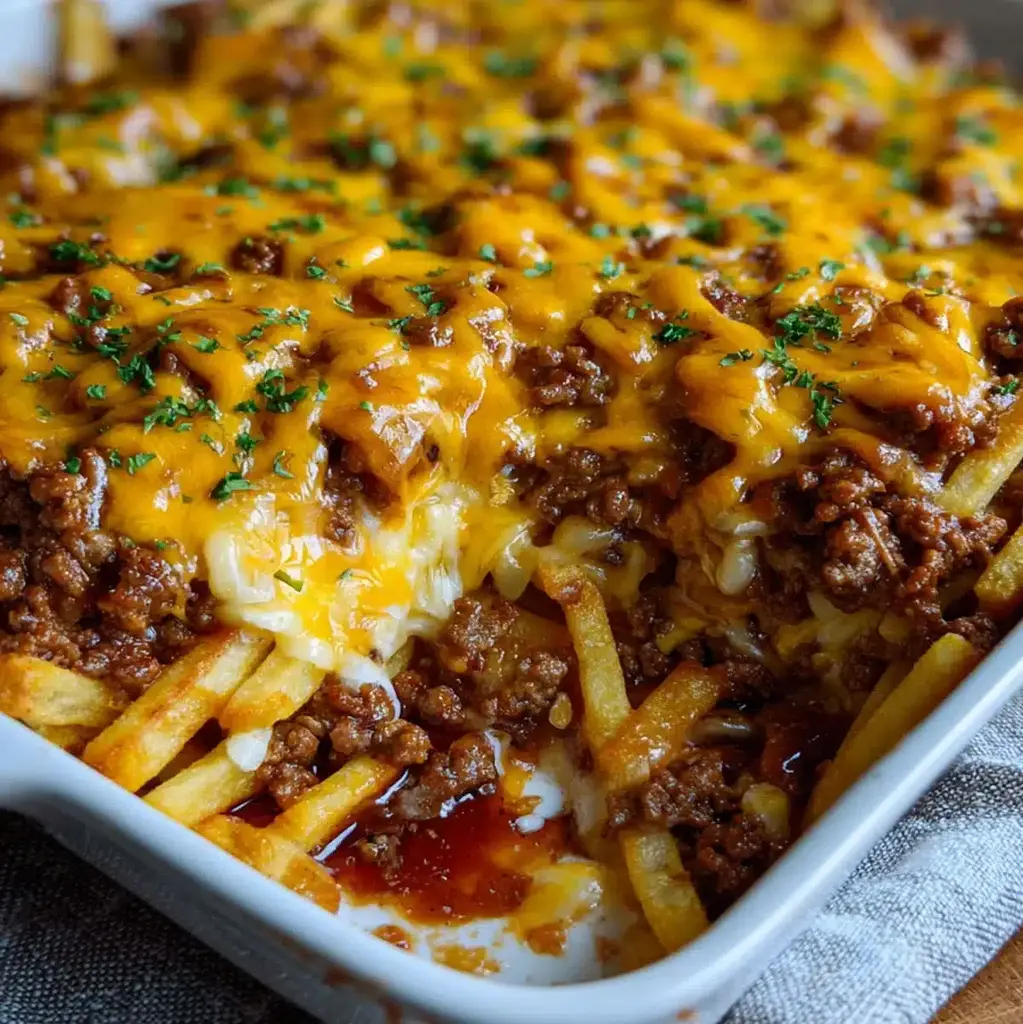 Cheeseburger French Fry Bake ready to serve