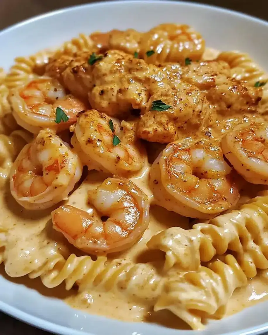 Creamy Cajun Shrimp Pasta served in a bowl with fresh parsley garnish.