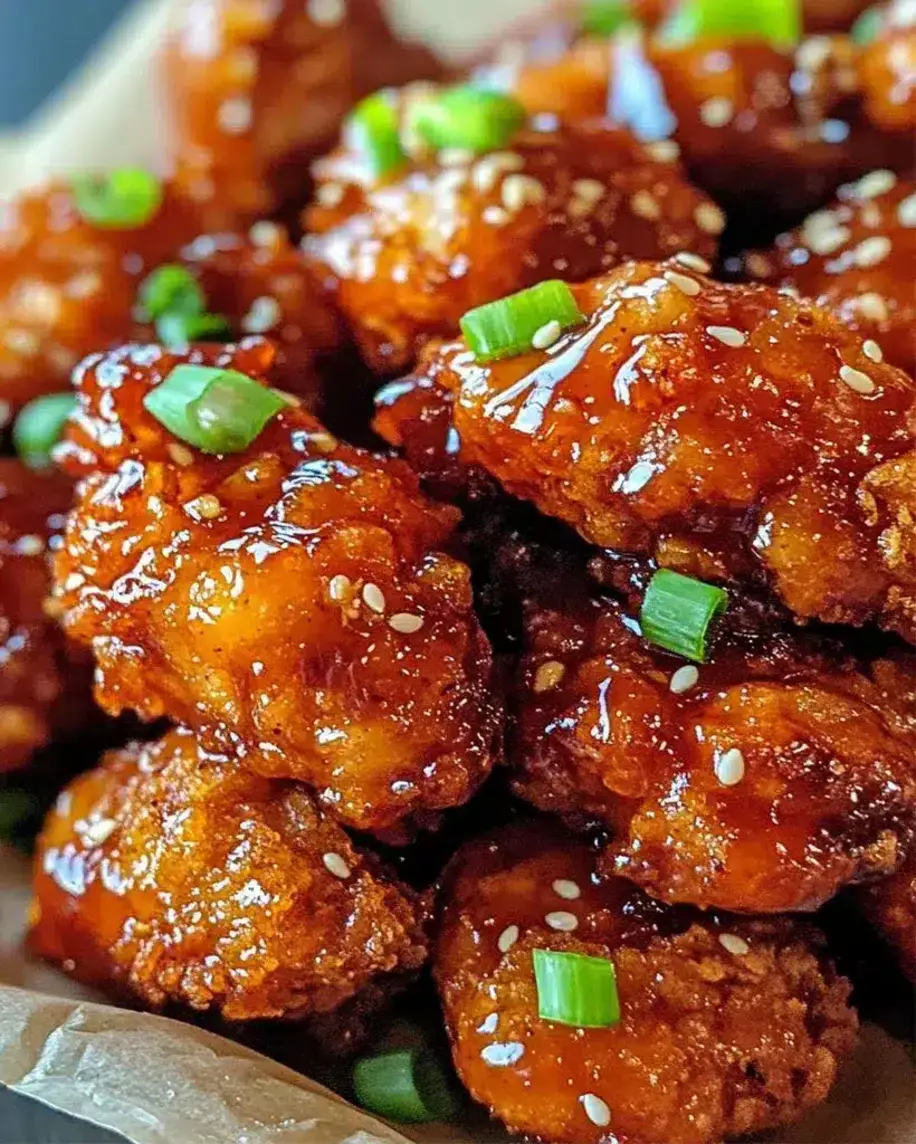 Crispy Sweet and Spicy Korean Chicken close-up
