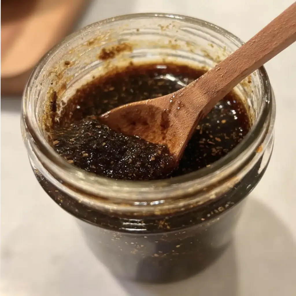 Close-up of vanilla beans split open, showing the seeds inside.