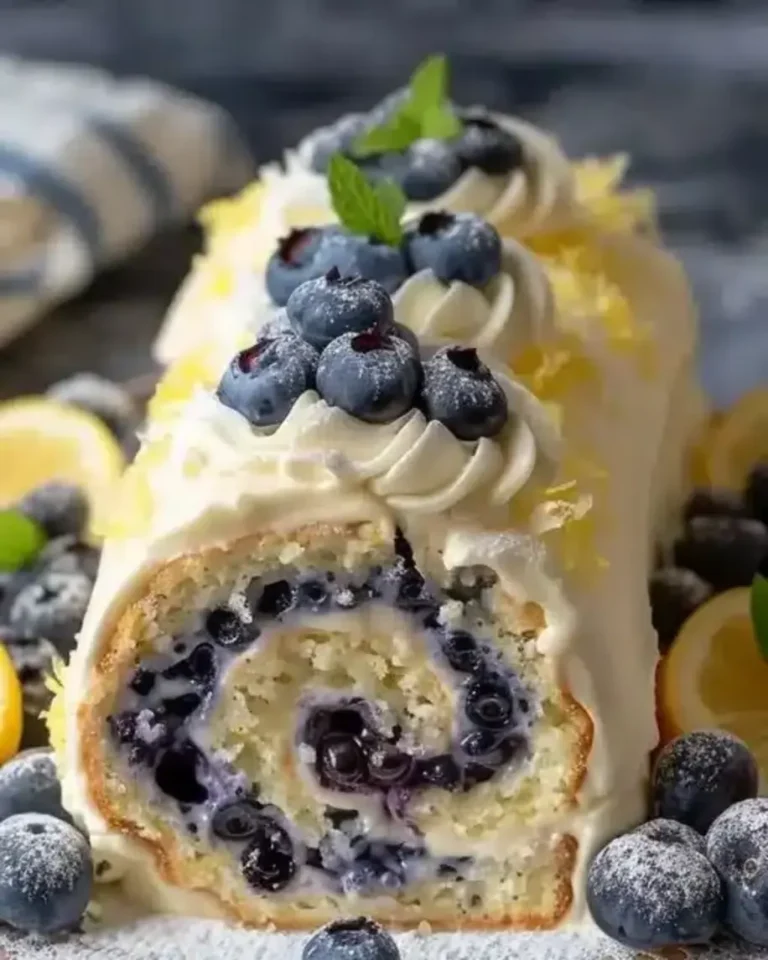 Lemon Blueberry Sponge Cake Roll Recipe