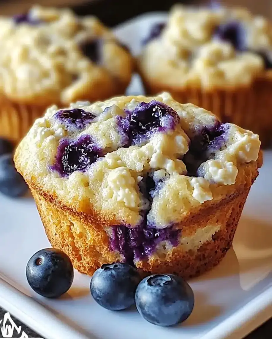 Delicious Blueberry Cottage Cheese Muffins on a cooling rack