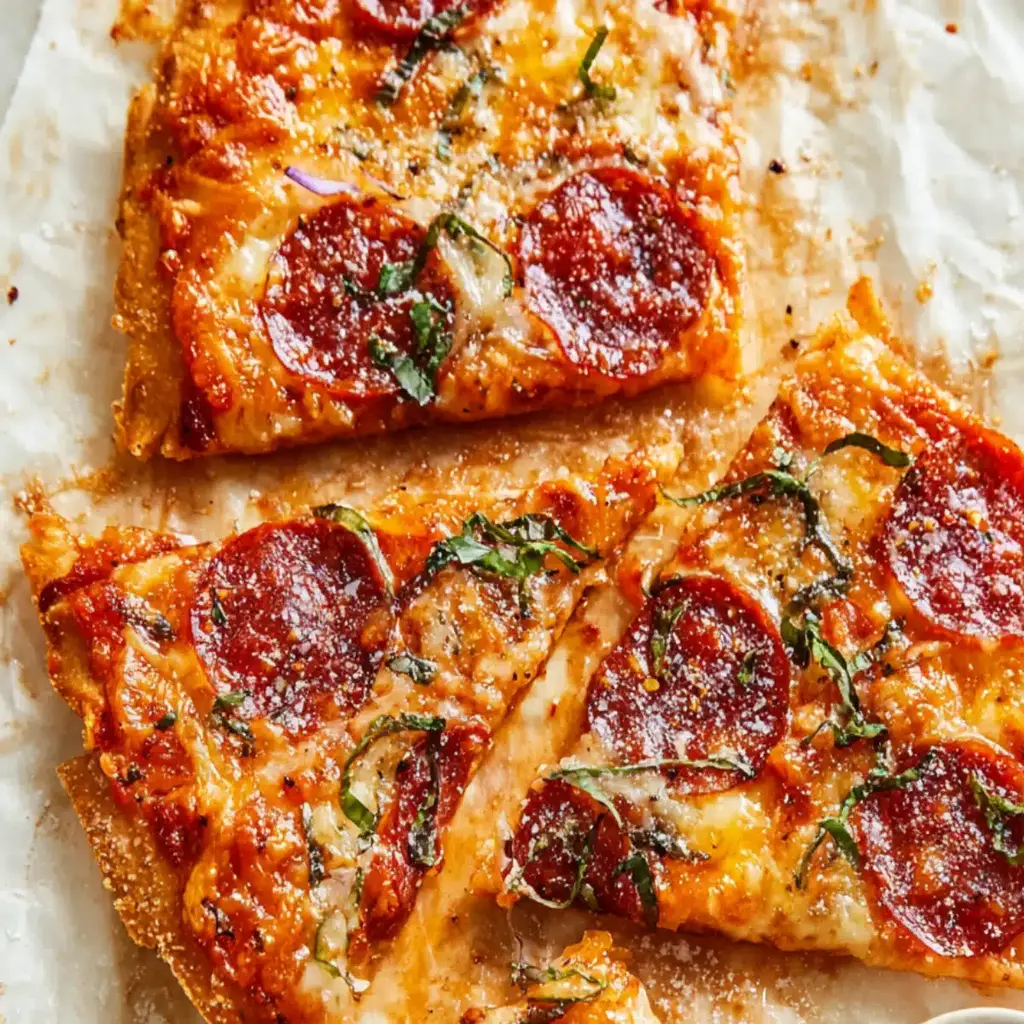 Delicious looking chicken crust pizza with fresh toppings