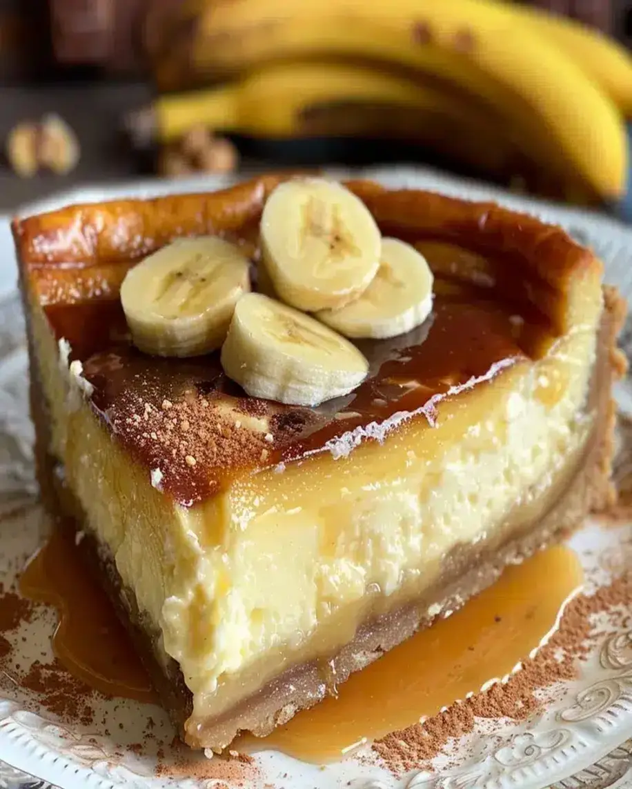 Crème Brûlée Banana Cheesecake whole with caramelized sugar on top