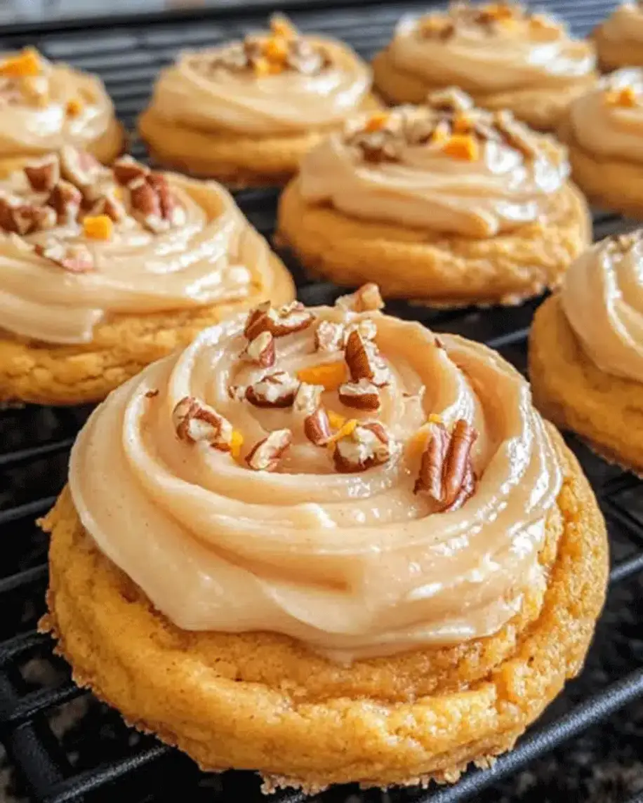 Sweet Potato Honeybun Cookies on a cooling rack, drizzled with glaze