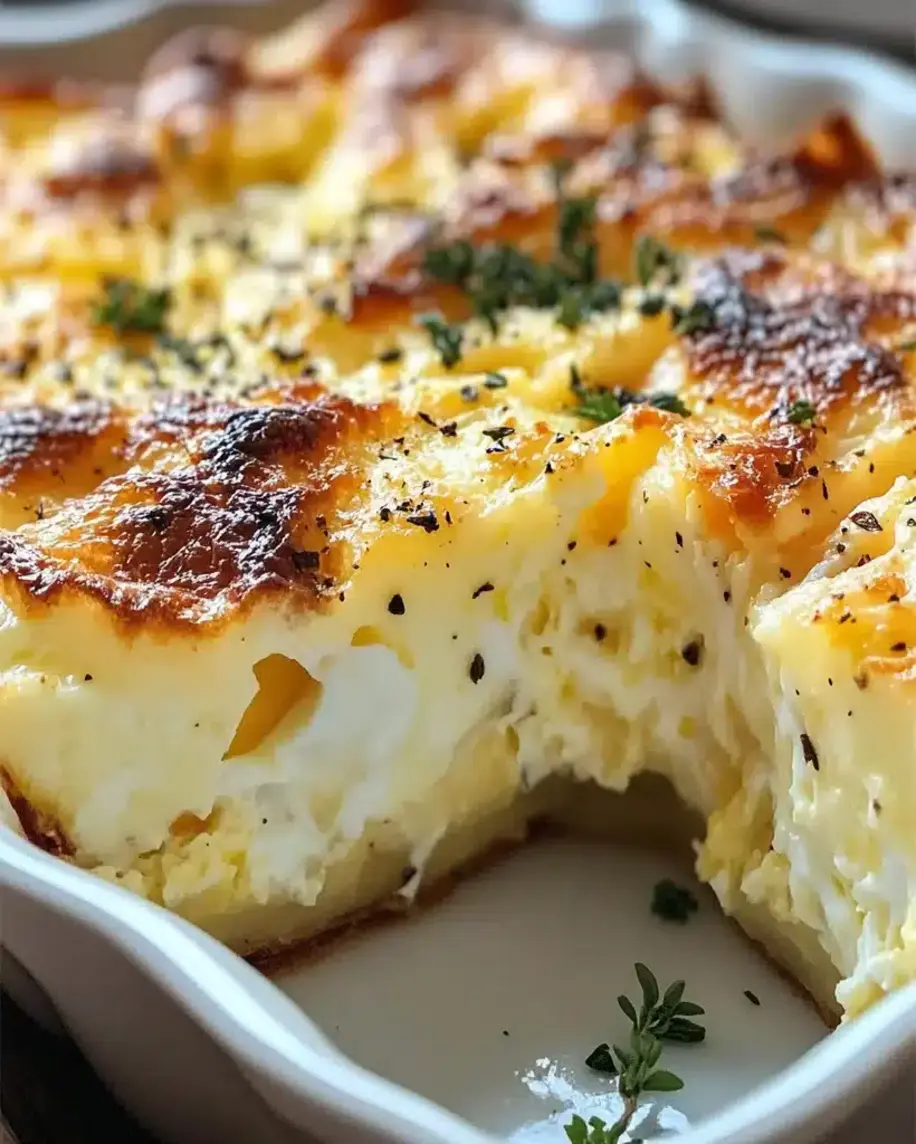 Delicious baked cottage cheese eggs in a dish