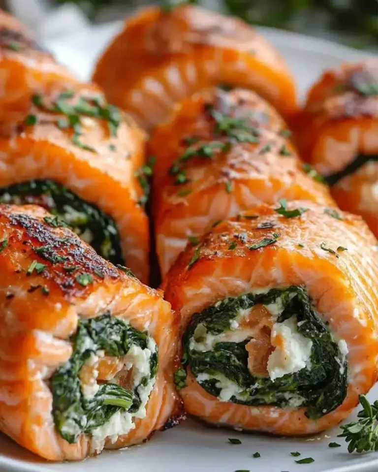 Spinach and Feta Stuffed Salmon Pinwheels – Easy Dinner
