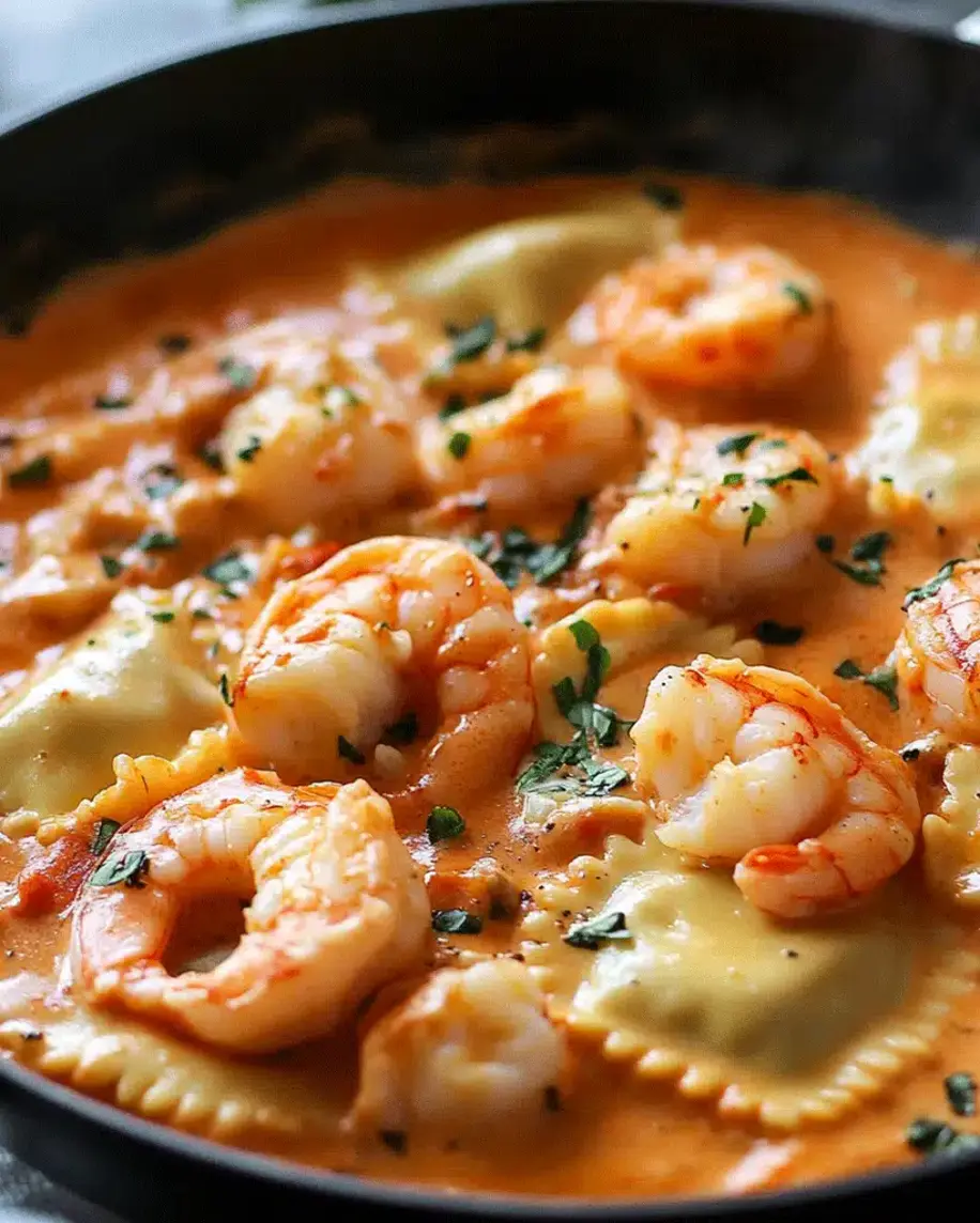 Homemade Shrimp and Lobster Ravioli being served