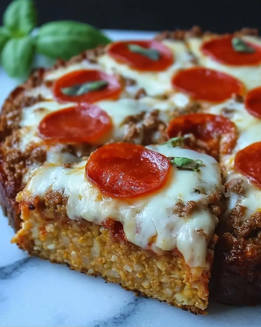 Pizzagna Recipe - a baked casserole with layers of pasta, meat sauce, cheese, pepperoni, and vegetables