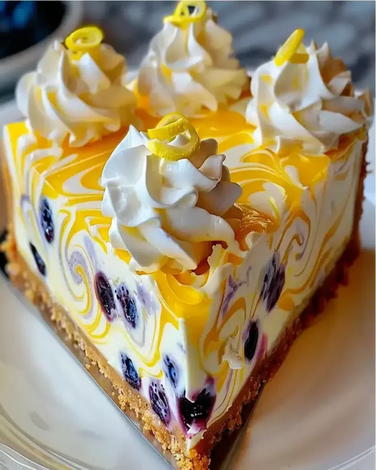 Lemon Blueberry Swirl Cheesecake Recipe – Easy & Delicious