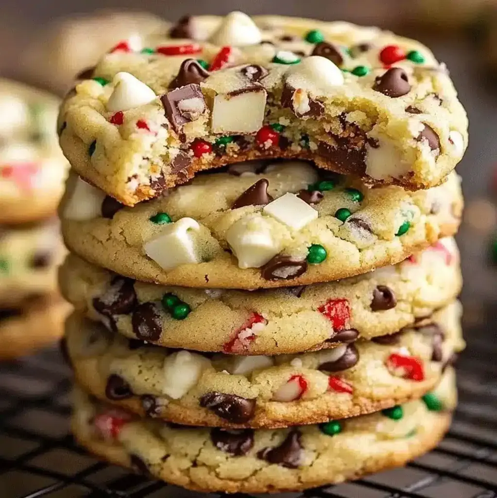 Winter Wonderland Chocolate Chip Christmas Cookies on a cooling rack