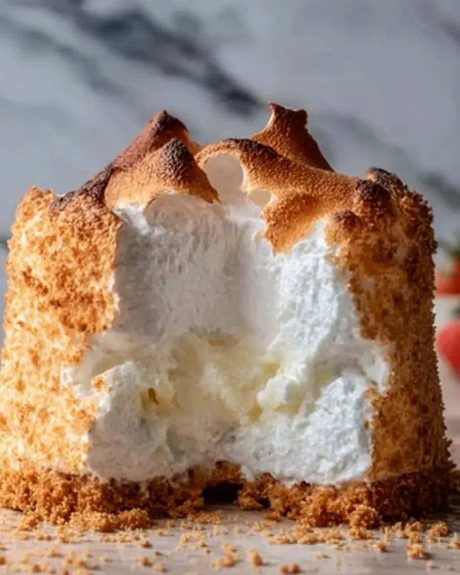 Angel Food Cake Recipe - a light and fluffy cake on a stand