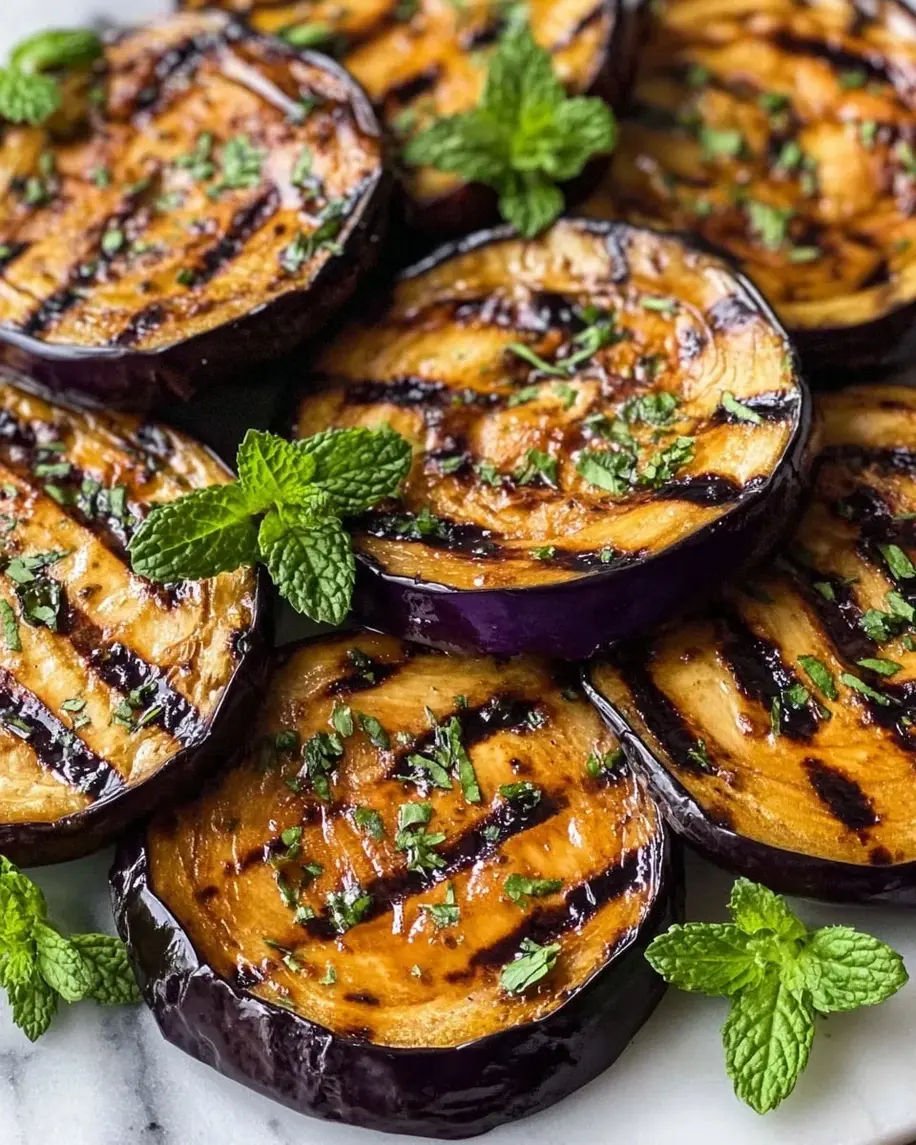 Grilled Eggplant with Garlic Vinaigrette and Fresh Mint Recipe