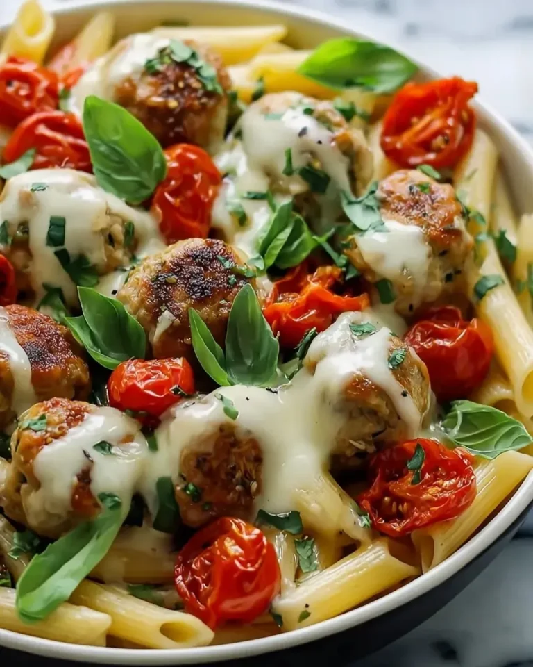 Caprese Turkey Meatball Pasta Skillet Recipe