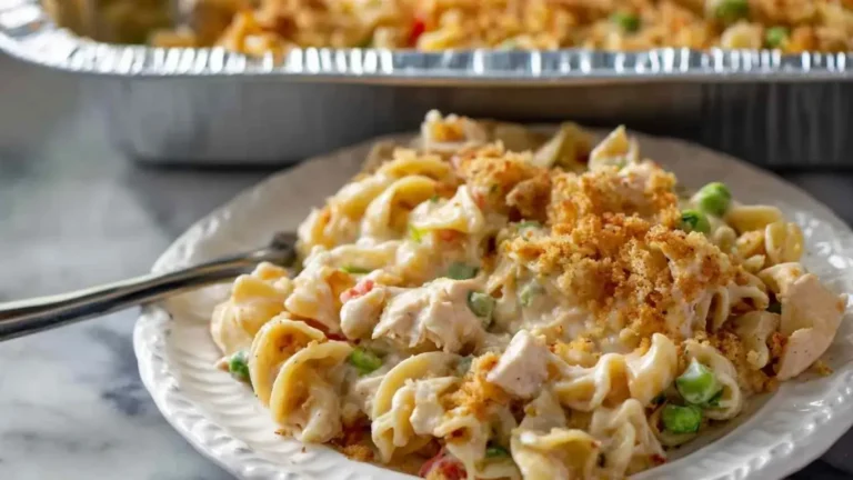 High Protein Creamy Chicken Noodle Casserole | Meal Prep Ready