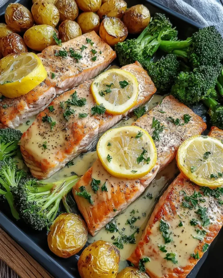 Lemon Butter Salmon Crispy Potatoes
