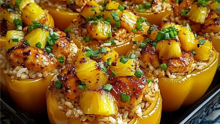 Teriyaki Pineapple Chicken and Rice Stuffed Peppers – A Sweet, Savory, and Colorful Meal!