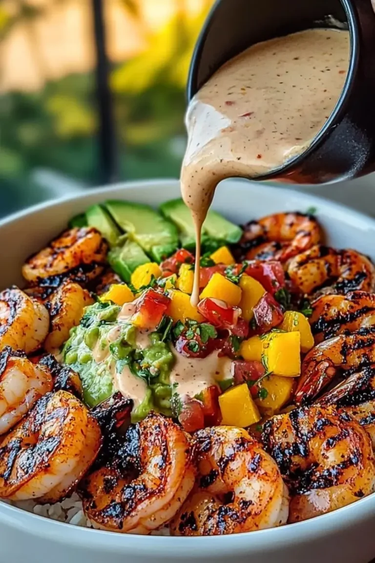 Shrimp and Avocado Bowls with Mango Salsa & Lime-Chili Sauce