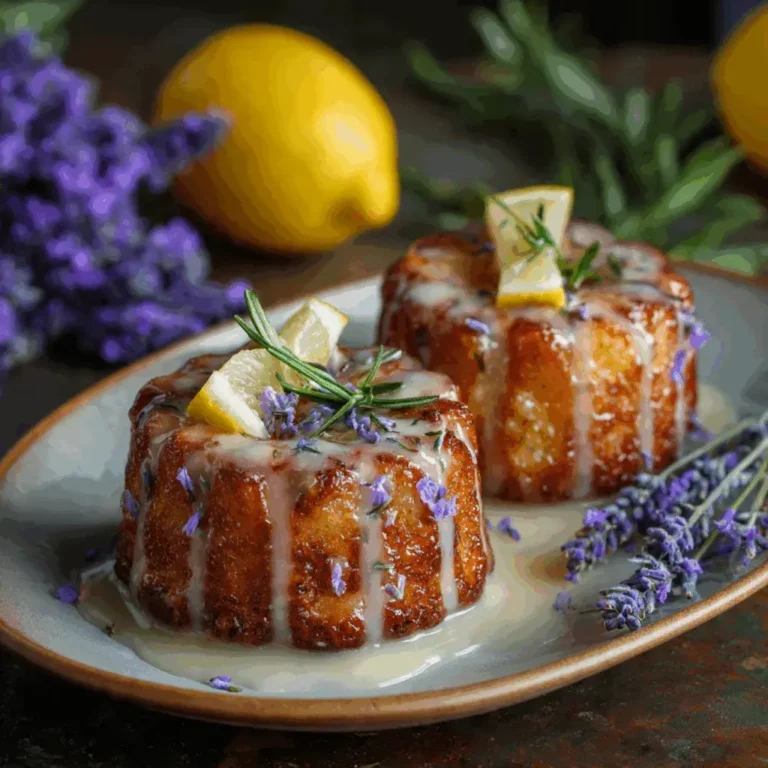 Mini Lemon Cakes With Lavender Glaze