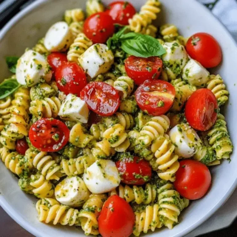 Light and Creamy Pesto Caprese Pasta Salad